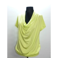 Bluzeczka krótki rękaw z lejącym dekoltem typu woda - seledynowa